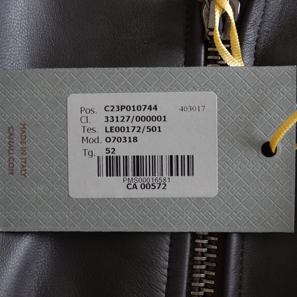 New with Tags Canali Matte Leather Biker/Bomber Jacket Size 52 Italy=US L - Picture 9 of 14